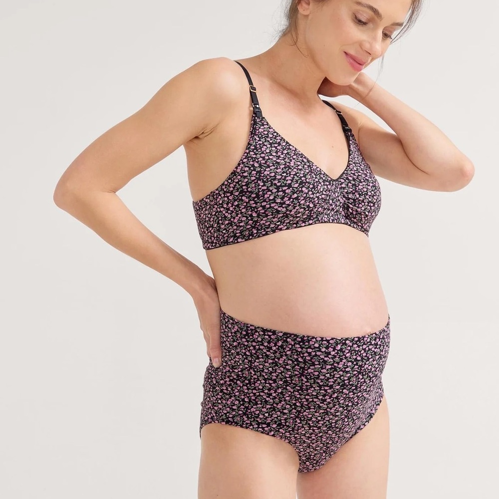 Hatch Black and Pink Floral Maternity Nursing Bra